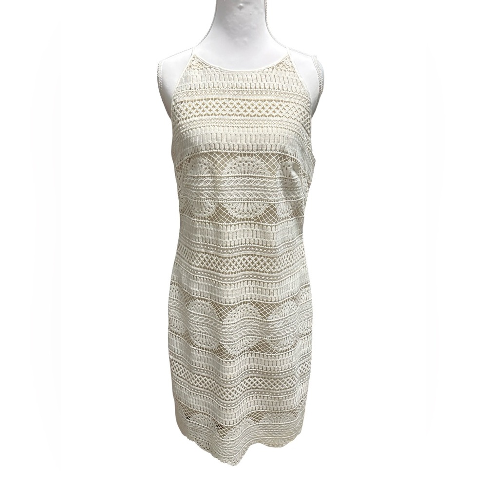NWT White House Black Market Cream Fully Lined Lace Dress - Picture 5 of 11